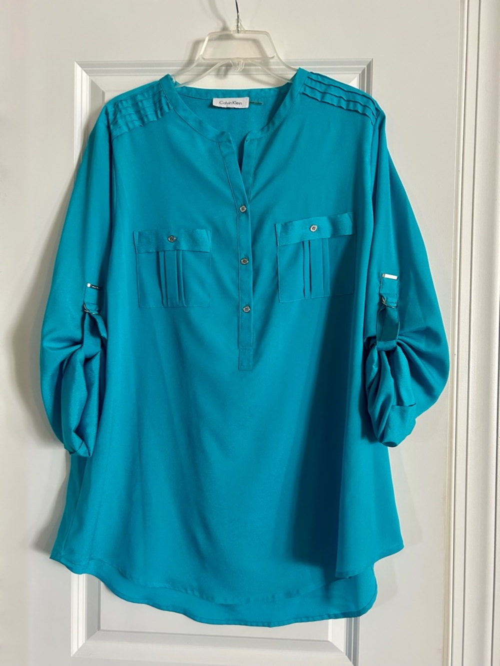 Calvin Klein Turquoise Button-Front Tunic